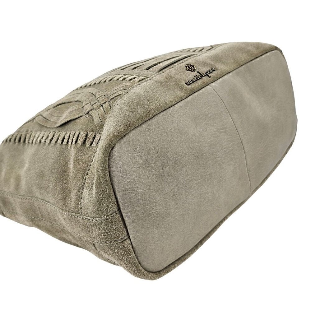 NANETTE LEPORE Bone Suede Hobo Shoulder Bag with Intricate Woven Design - Picture 4 of 11